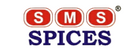 Logo of SMS Spices with red and blue text on a light background